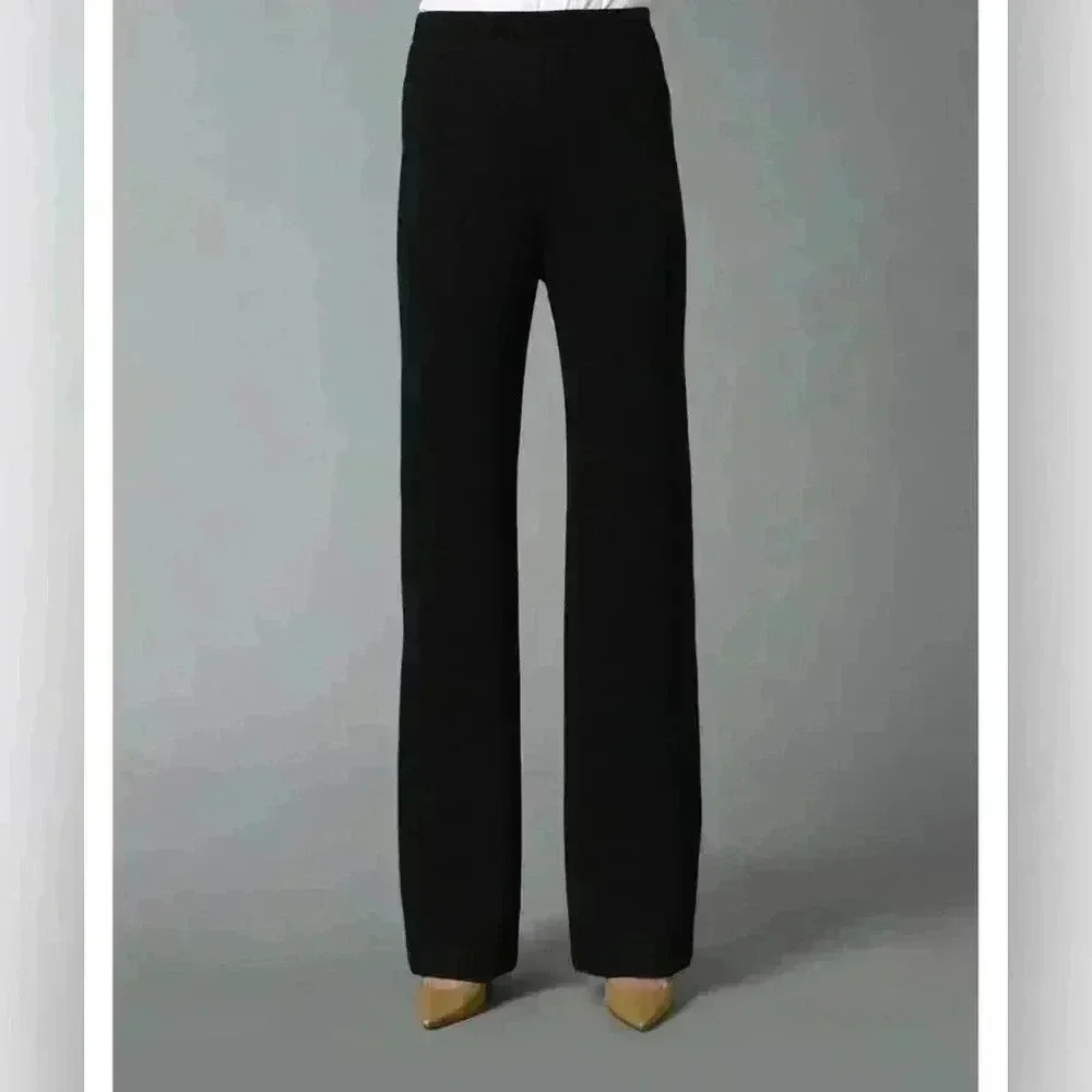 St John Caviar Collection Black Pull On pants Knit Size 12 with front pockets